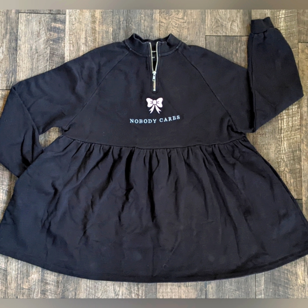 ⚡SOLD⚡Lazy Oaf Nobody Cares Babydoll Quarter Zip Swing Dress